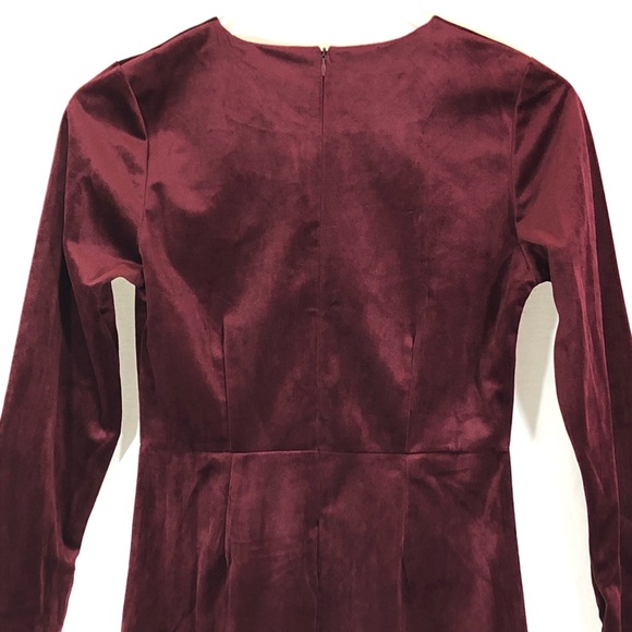 Burgundy Velvet Dress Sz Petite XS/S - Picture 3 of 5